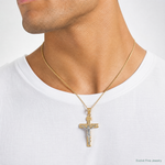 14K Two-tone Diamond-cut Lattice Cross w/Crucifix Pendant - Model Shot