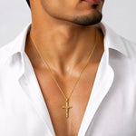 14K Diamond-cut Fancy Tipped Crucifix Pendant - Model Shot