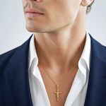 14K Stick Style Crucifix Pendant - Model Shot