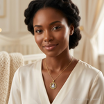 14k w/Rhodium Mother Holding Baby Pendant - Model Shot