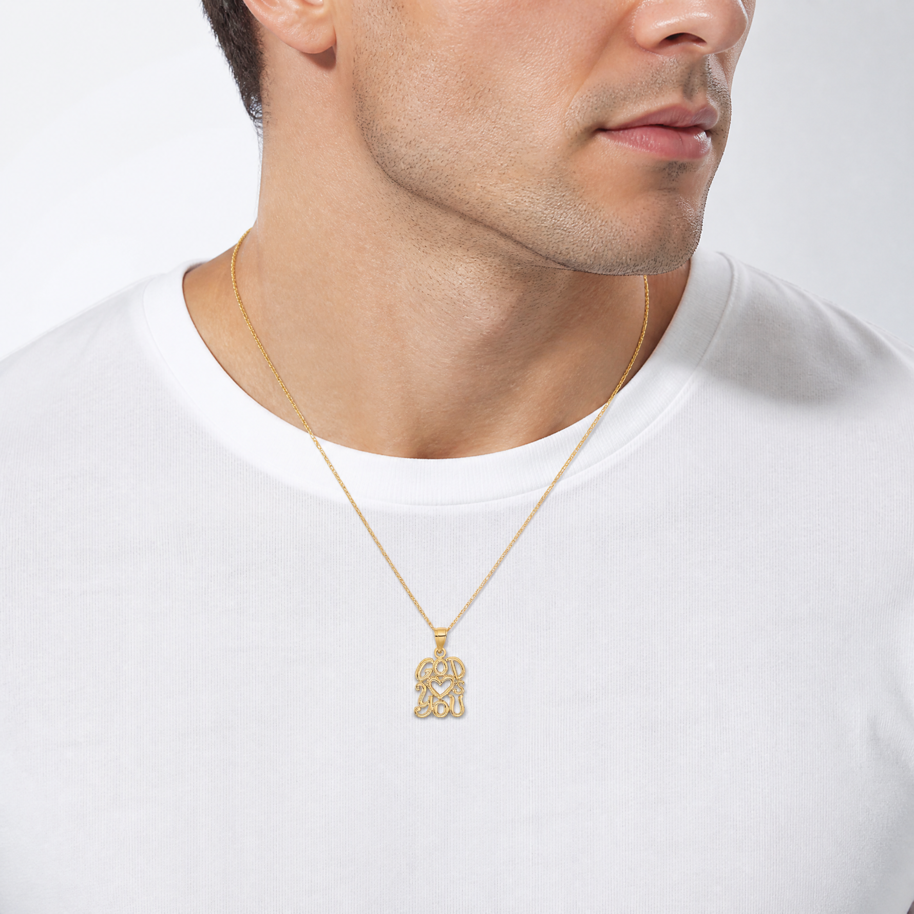 14K GOD HEARTS YOU Charm - Model Shot
