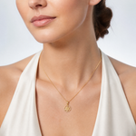 14K Star of David in Circle Frame Pendant - Model Shot