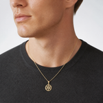 14K Star of David and Chai in Circle Pendant - Model Shot