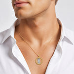 14K w/Rhodium St Christopher Pendant - Model Shot