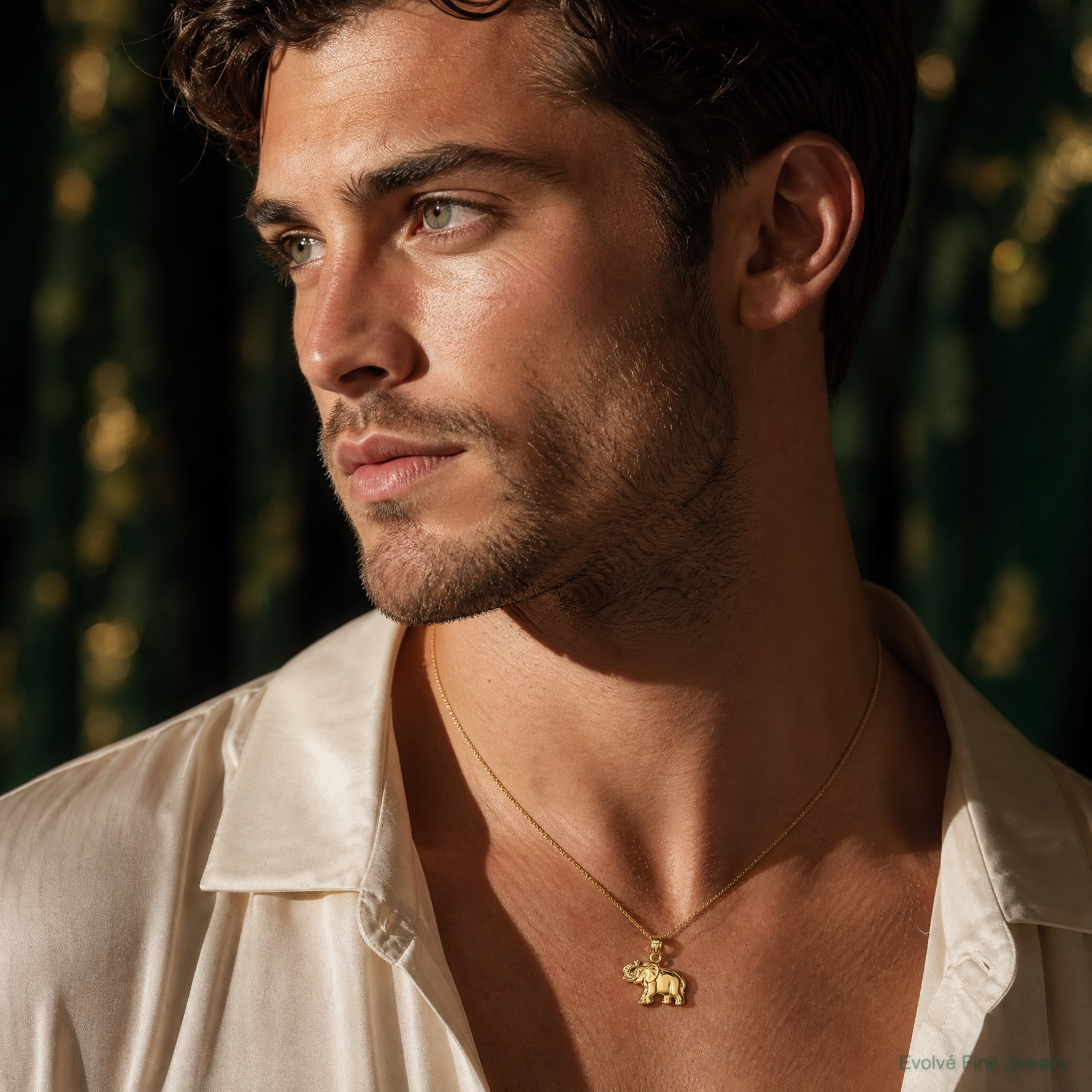 14K Elephant Pendant - Model Shot