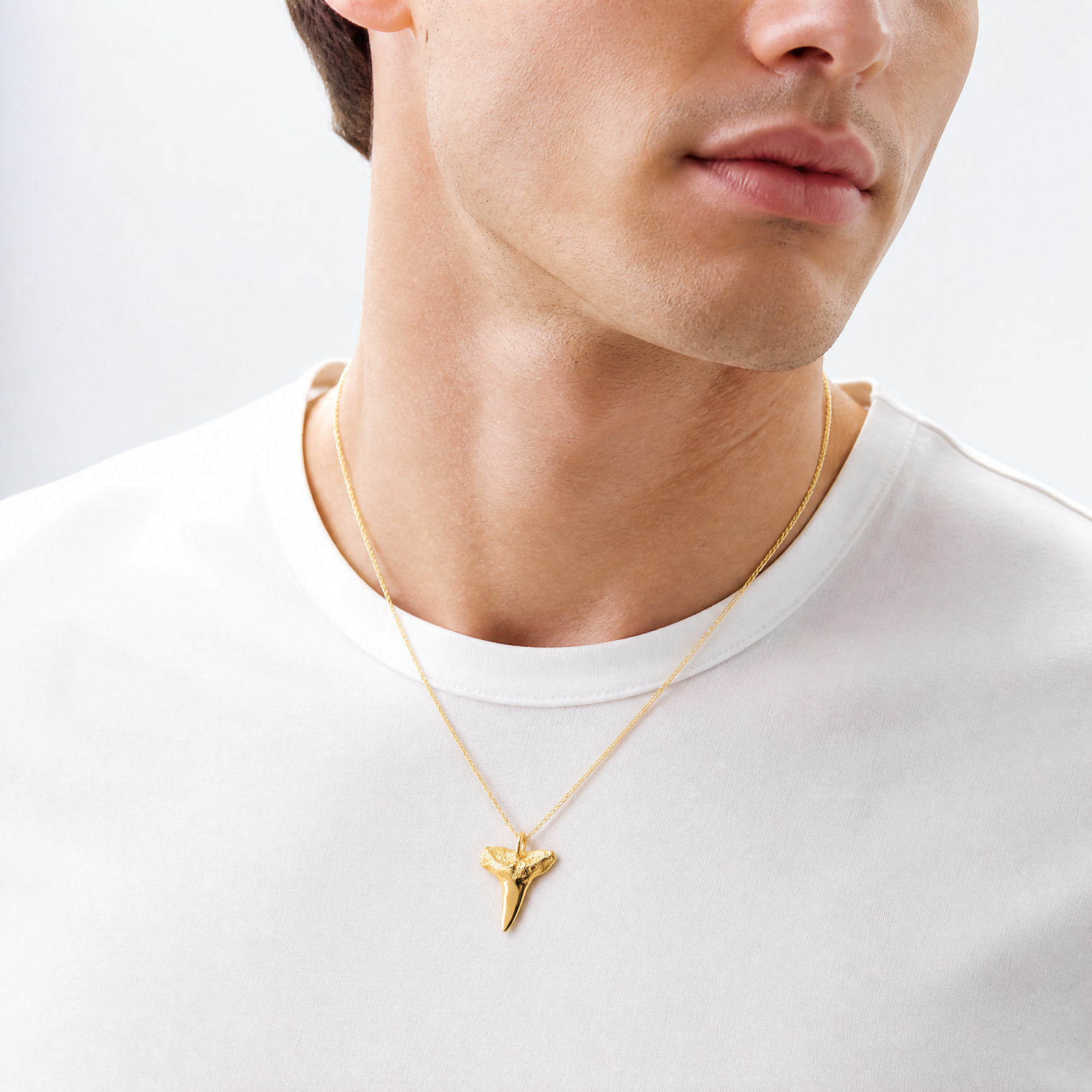 14K Shark Tooth Pendant - Model Shot