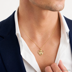 14K Sitting Cats in a Heart Pendant - Model Shot