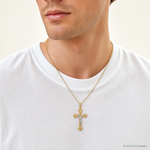 14K Two-Tone Florentine Crucifix - Model Shot