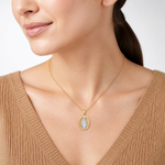 14K White Rhodium Polished Miraculous Medal Pendant - Model Shot