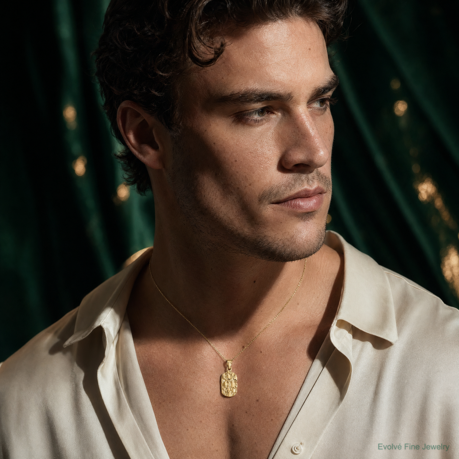 14K Diamond-cut Nugget Pendant - Model Shot