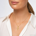 14K w/Rhodium Cross w/Rosary Pendant - Model Shot