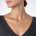 14K with White Rhodium Diamond-cut Infinity Heart Pendant - Model Shot