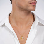 14K with White Rhodium Diamond-cut Open Hearts Pendant - Model Shot