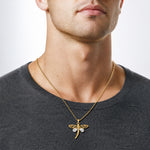 14k and White Rhodium Polished and D/C Dragonfly Pendant - Model Shot