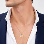 14k w/Rose and White Rhodium Polished and D/C Clover Pendant - Model Shot