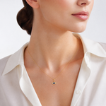 14K Polished CZ and Enamel Evil Eye Pendant - Model Shot