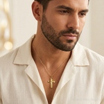 14K Polished Cross Pendant - Model Shot