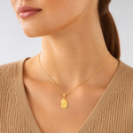 14K Satin and Diamond-cut Jesus Medal Pendant - Model Shot