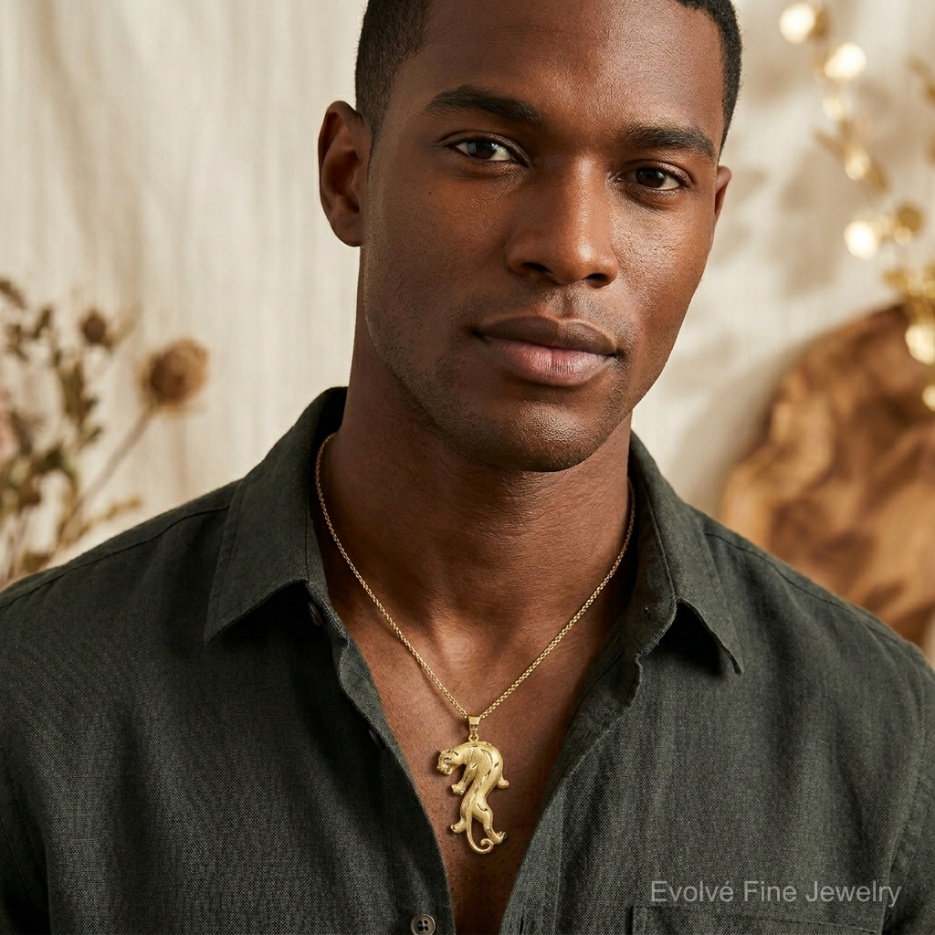 14k Panther Pendant - Model Shot