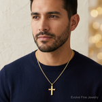 14k Polished Latin Cross Pendant - Model Shot