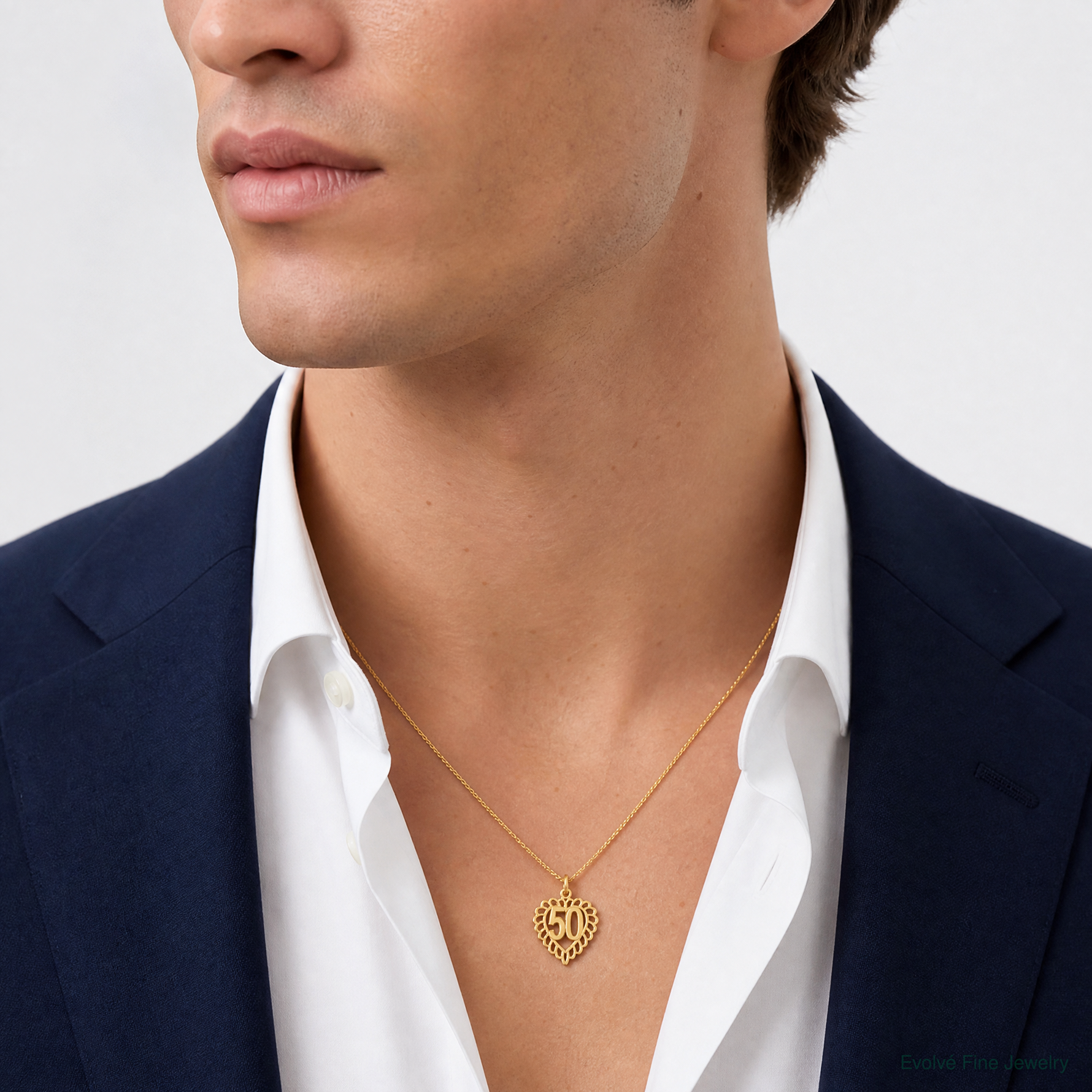 14k 50 in Heart Charm - Model Shot