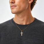 14k Two-tone Cross Pendant - Model Shot