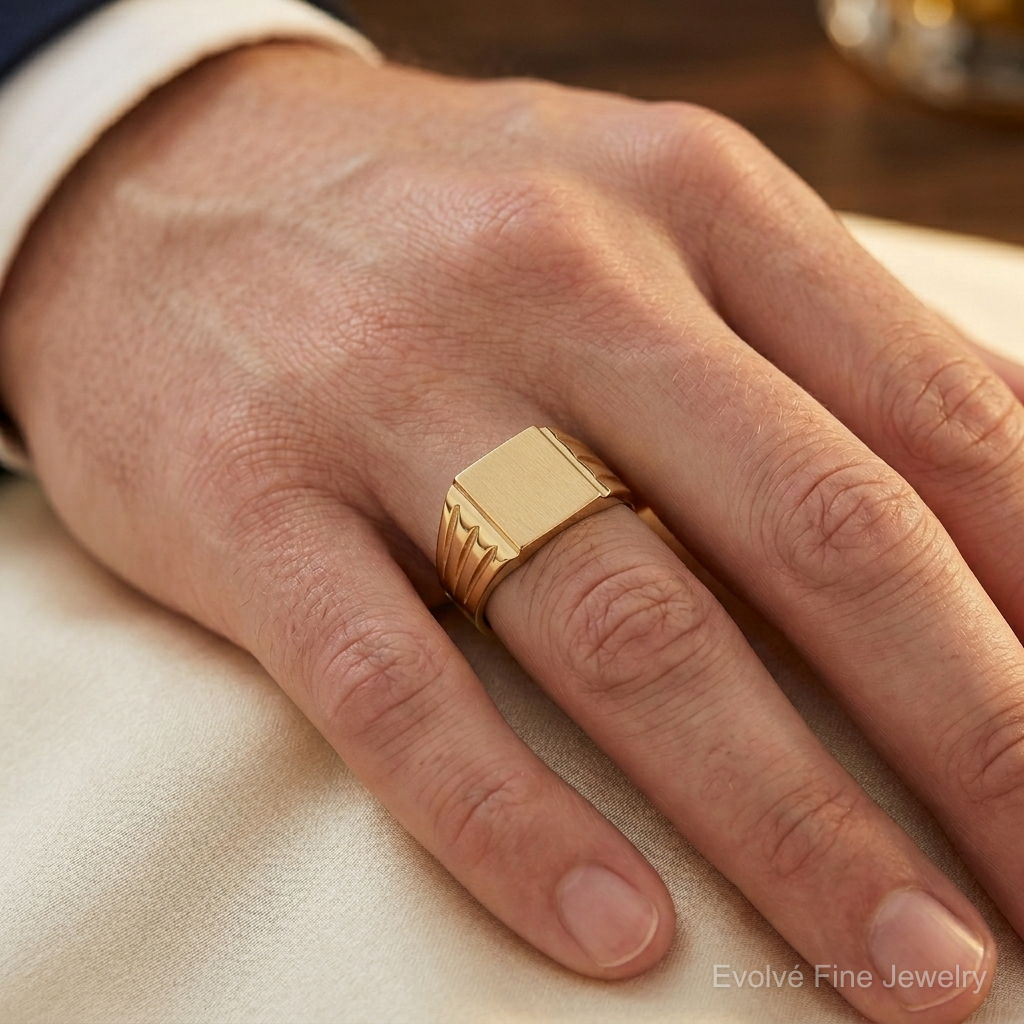 14k 9.0x8.0mm Open Back Signet Ring - Model Shot