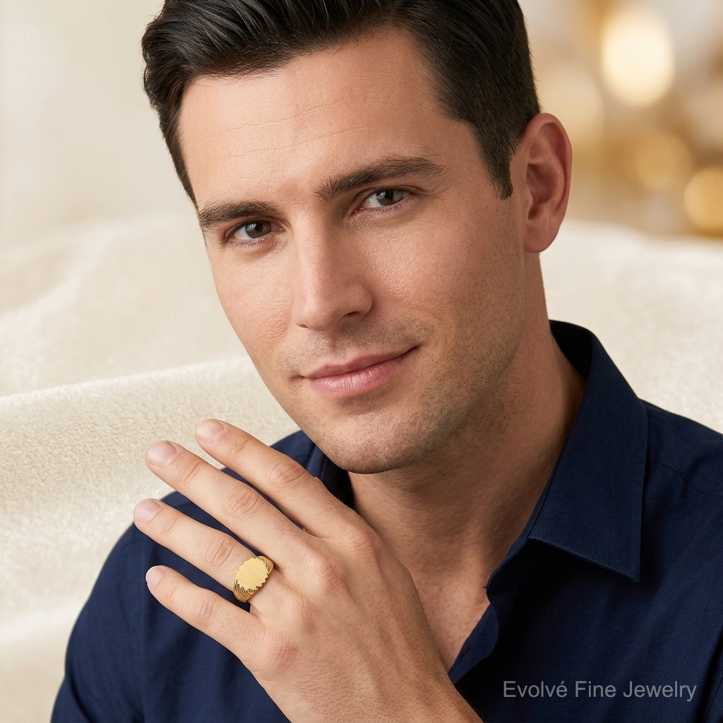 14k 10.0x7.5mm Open Back Signet Ring - Model Shot