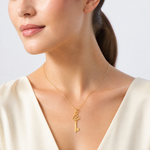 14K Polished 3-D Hearts Key Charm - Model Shot