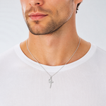 14K White Gold Solid Polished Candy Cane Pendant - Model Shot