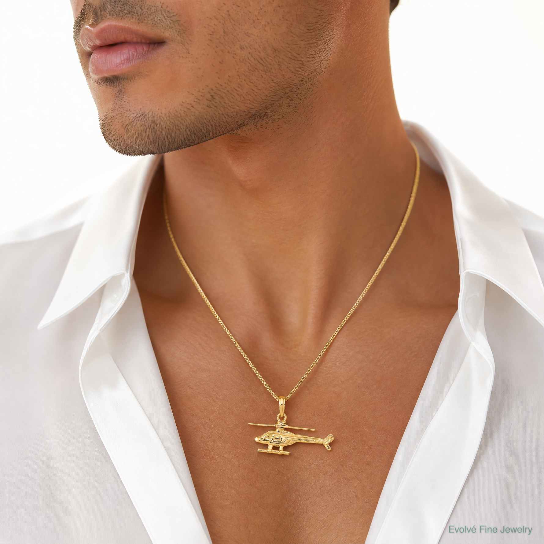 14k 3-D Moveable Helicopter Pendant - Model Shot