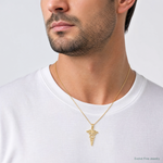 14k Caduceus Pendant - Model Shot