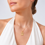 14k Polished Flat-Backed TEACHER Pendant - Model Shot