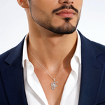 14KW White Gold Solid Polished Script Filigree Letter F Initial Pendant - Model Shot