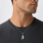 14KW White Gold Solid Polished Script Filigree Letter J Initial Pendant - Model Shot