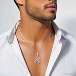 14KW White Gold Solid Polished Script Filigree Letter N Initial Pendant - Model Shot