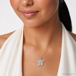 14KW White Gold Solid Polished Script Filigree Letter W Initial Pendant - Model Shot