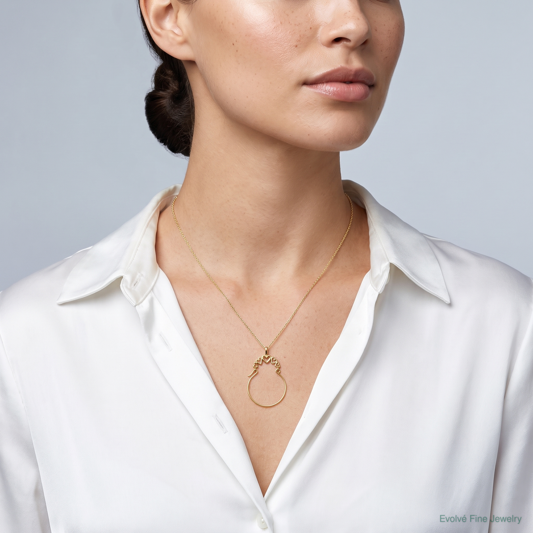 14k Polished 5-Heart Charm Holder - Model Shot