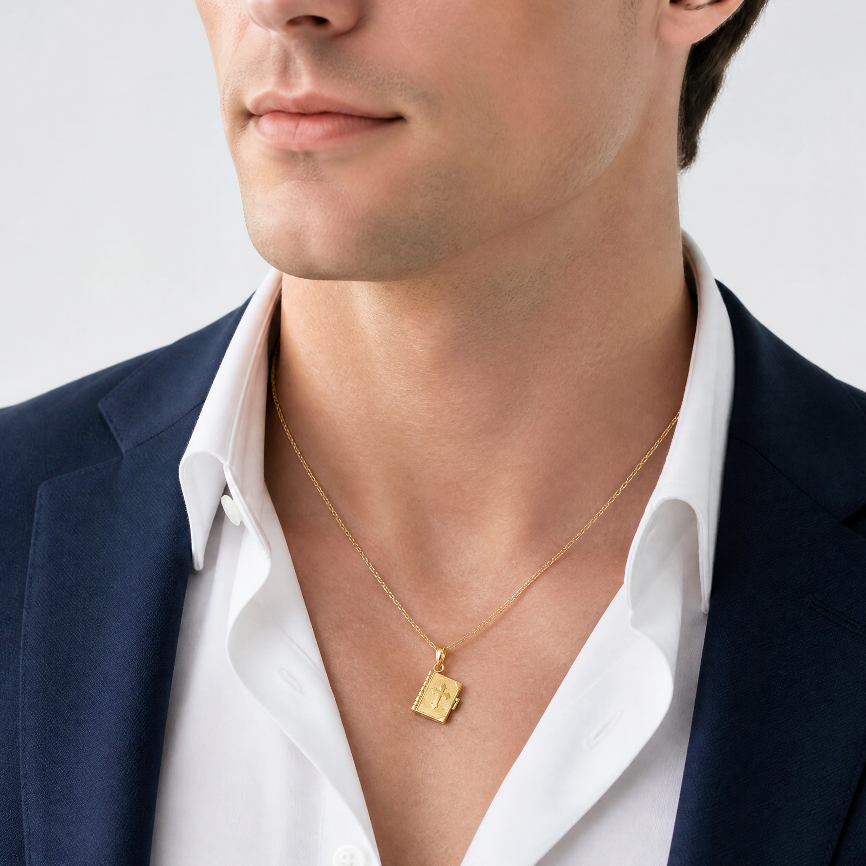 14K  3D Lords Prayer Bible Pendant - Model Shot