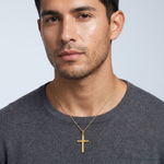 14k Polished Cross Pendant - Model Shot