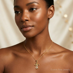 14k Polished Cross Charm - Model Shot