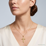 14k Polished Cross Pendant - Model Shot