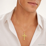 14k Polished Crucifix Pendant - Model Shot