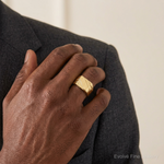 14k 13.0x11.0mm Open Back Diagonal Mens Signet Ring - Model Shot