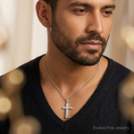 14K White Gold Reversible Crucifix Pendant - Model Shot