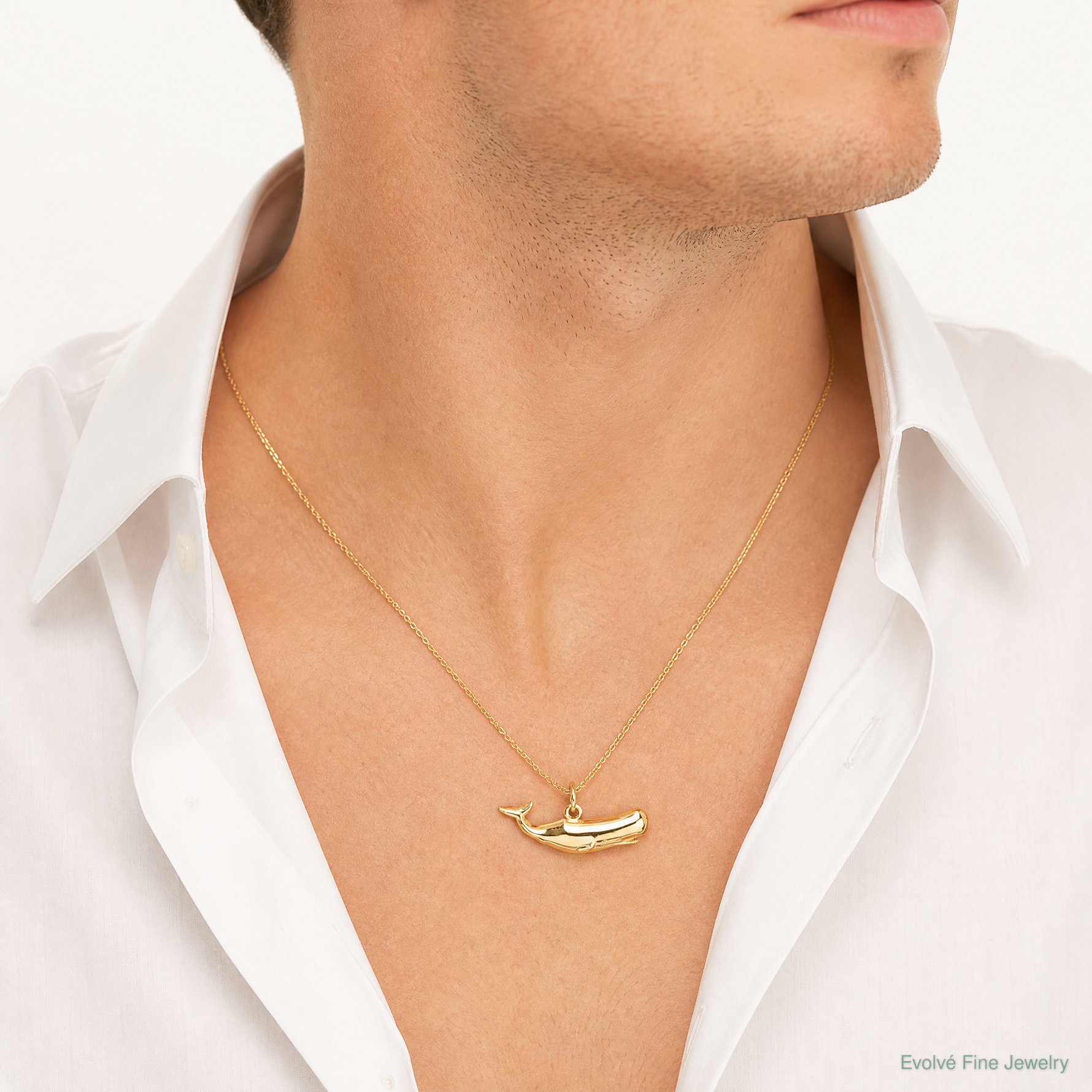 14k Sperm Whale Charm - Model Shot