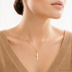 14k RN Cross Charm - Model Shot
