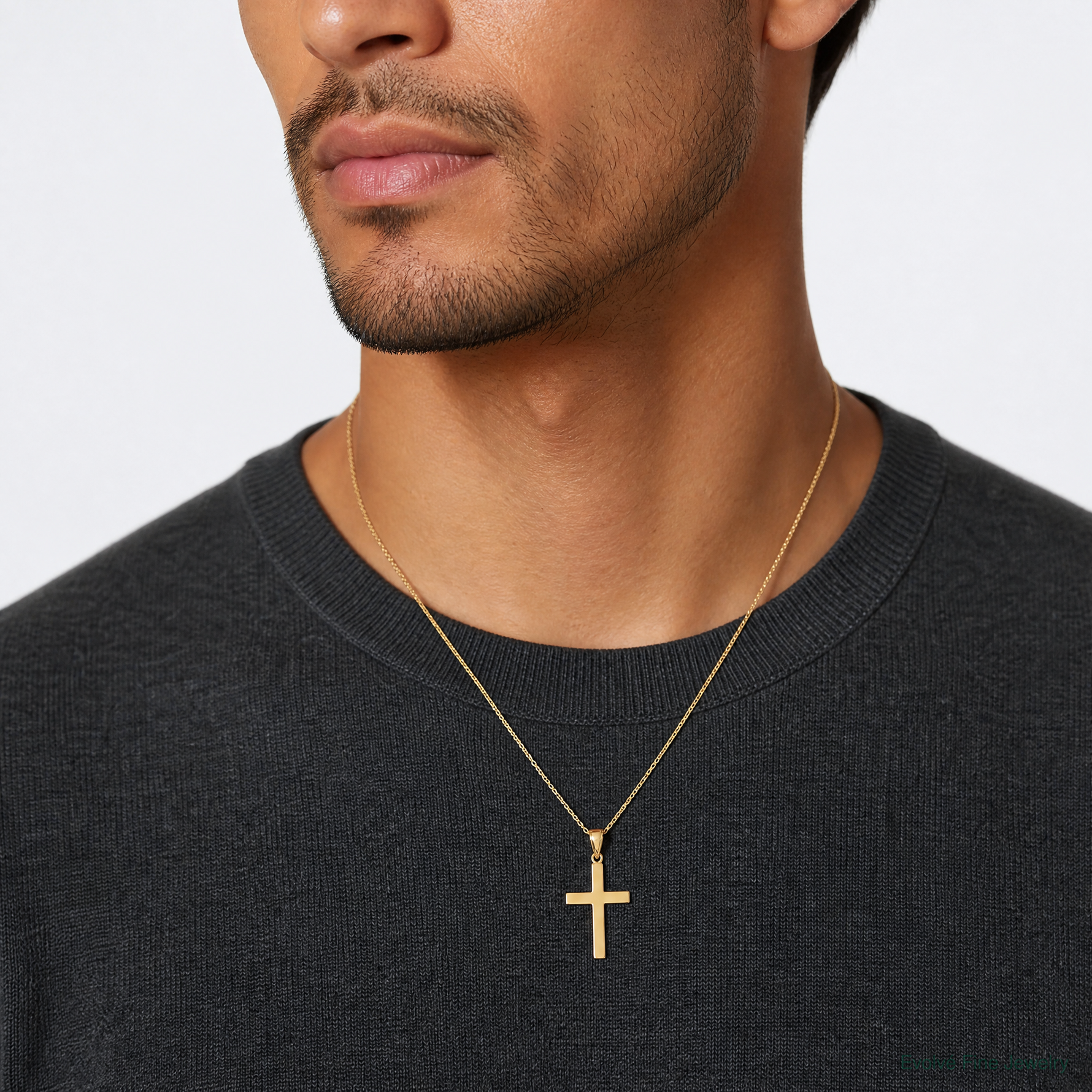 14k Cross Pendant - Model Shot