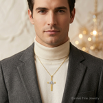 14k Two-tone Claddagh Cross Pendant - Model Shot