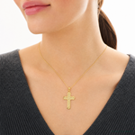 14k Passion Cross Pendant - Model Shot